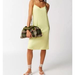 Urban Outfitters Yellow Slip Midi Dress with Side Slits Size XS